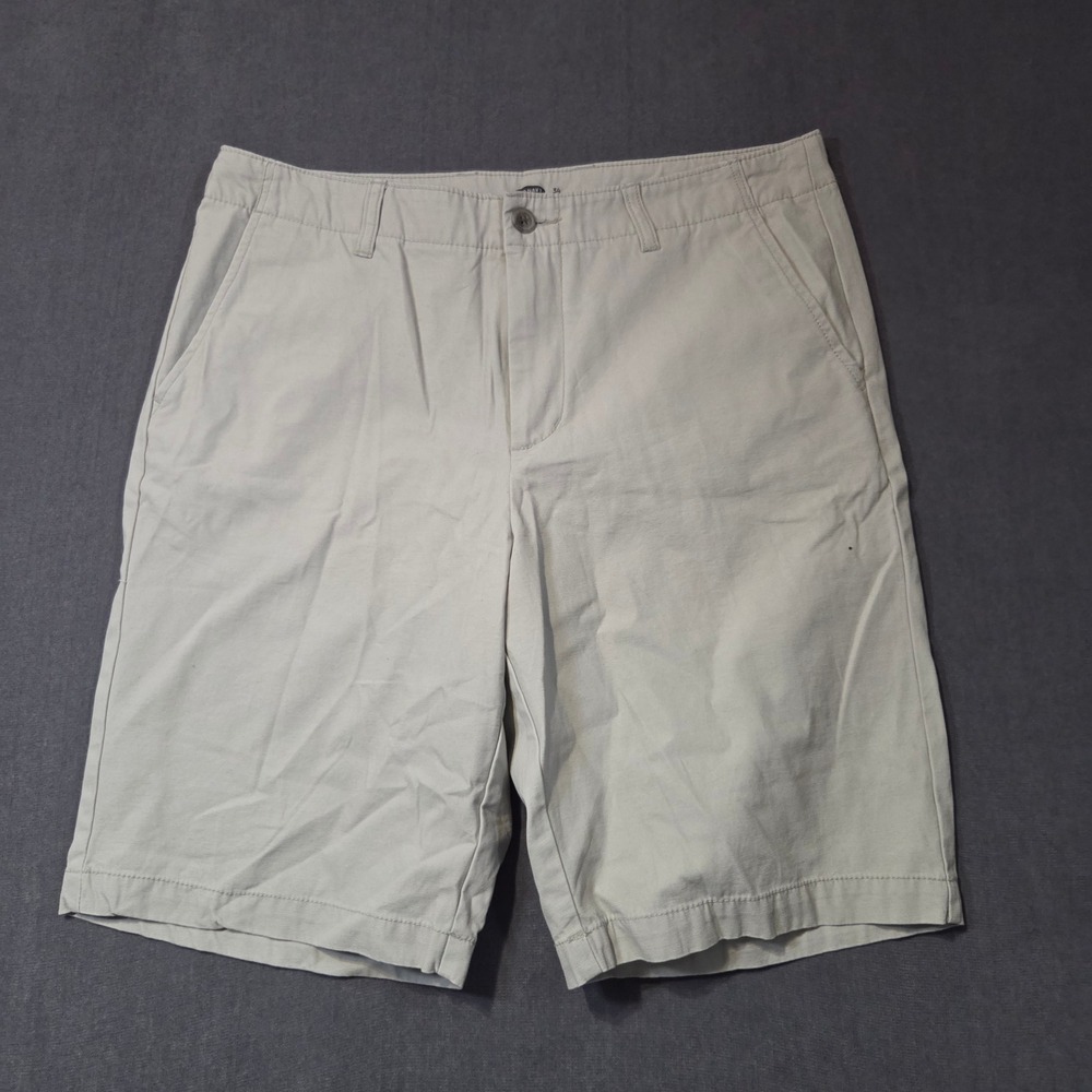 Old Navy Ultimate Slim Shorts Mens 34 Khaki Tan Flat Front Cotton Twill